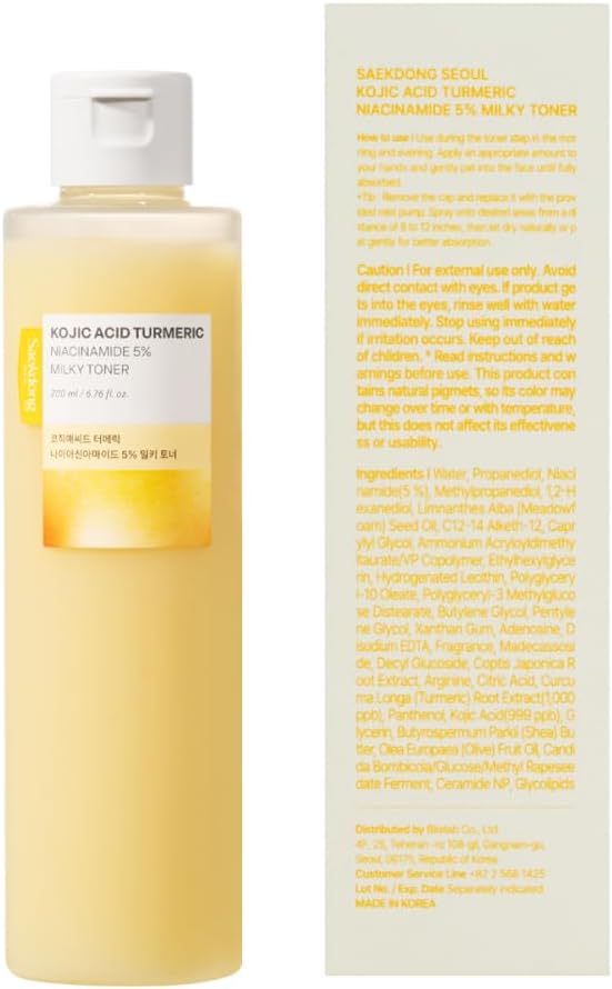 5% Niacinamide Milky Toner with Kojic Acid & Turmeric – Dark Spot Care, Skin Tone Improvement, Gentle Hydration for Face & Body, 200ml (6.76 fl oz)