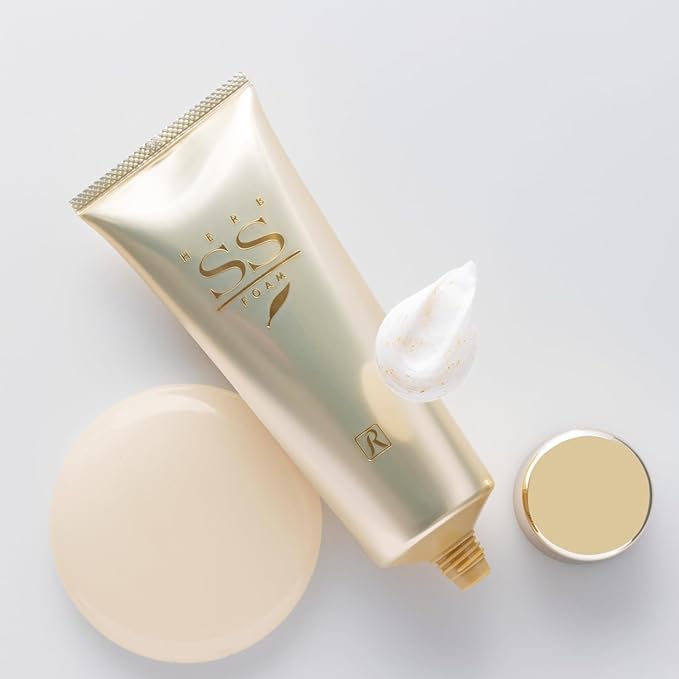 ROYAL HERB SS FOAM Facial Foaming Cleanser Moisturizing with Aloe Vera Leaf Extract, Ginseng Extract and Gold, 4.23 OZ / 120g