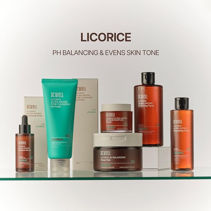 ACWELL Licorice pH Balancing Korean Toner for Cleansing - Alcohol-Free PH5.5 Hydrating Facial Astringent -Skin Clarifying & Hydration Boosting Toner, 5.1 fl.oz. 2 Pack