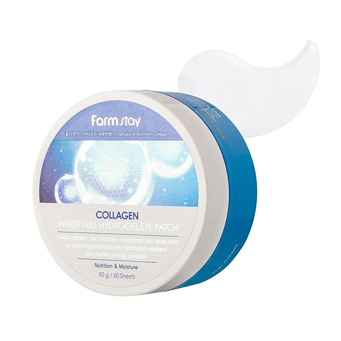 FARMSTAY Collagen Water Full Hydrogel Eye Patch - Hydrating Under Eye Mask with Collagen - Refreshes Tired Undereyes - Promotes Collagen Production - 60 pc (Pack of 2)