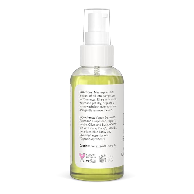 Clearly FACE, Natural Oil Cleanser Face Wash and Makeup Remover | Gentle Cleansing Oil with Avocado, Argan, Blue Tansy and Vegan Squalane | Pure & Toxin-Free, Water Free, Made in USA