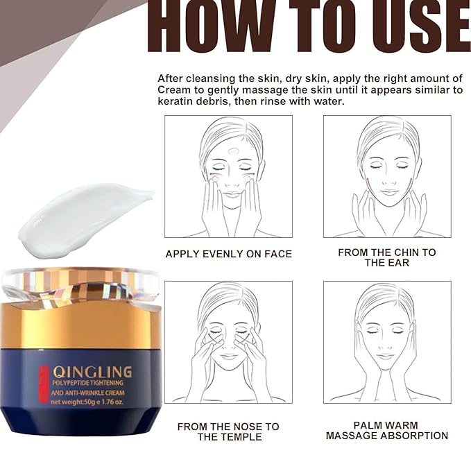 Qingling Face Cream, Qingling Wrinkle Removal Cream, Quinglin Polypeptide Tightening and Anti-Wrinkle Moisturizer, Face & Neck & Eye Lotion 3-In-1 (2)