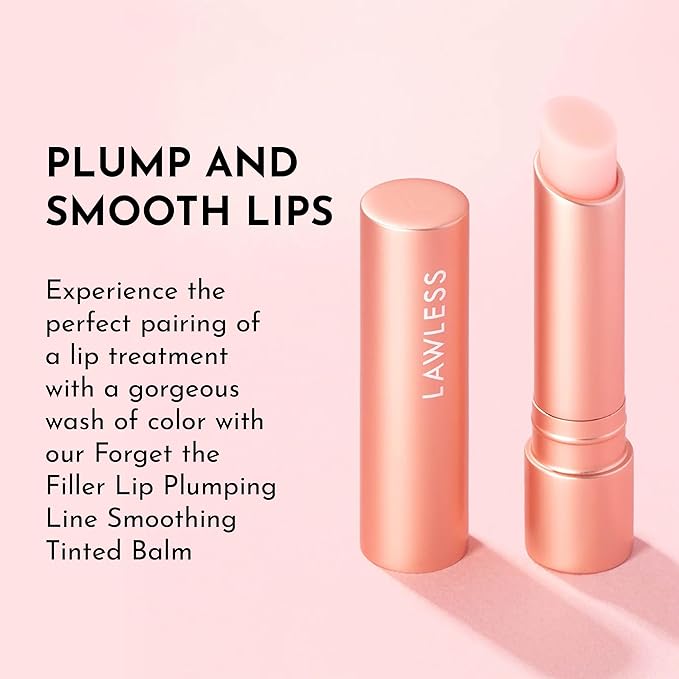 LAWLESS Women's Forget the Filler Lip Plumping Line Smoothing Tinted Balm, Pink Marshmallow, 0.09 Ounce