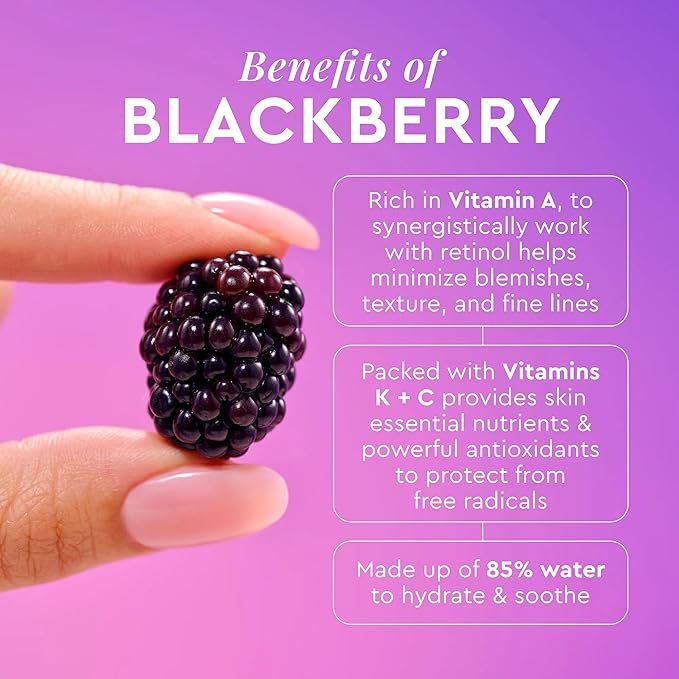 Glow Recipe Gentle Blackberry Retinol Night Serum - Anti Aging Korean Face Serum for Sensitive Skin + Hydrating Triple Retinoids & Glycerin to Clarify Blemishes, Smooth Texture, Lines & Wrinkles, 30ml