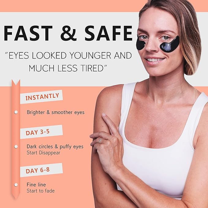 pureSOL Charcoal Under Eye Patches – Charcoal Eye Patches For Adults – 12 Pairs Hydrogel Under Eyes Mask To Remove Dark Circles And Under Eye Treatment For Women – Anti Wrinkle Eye Masks