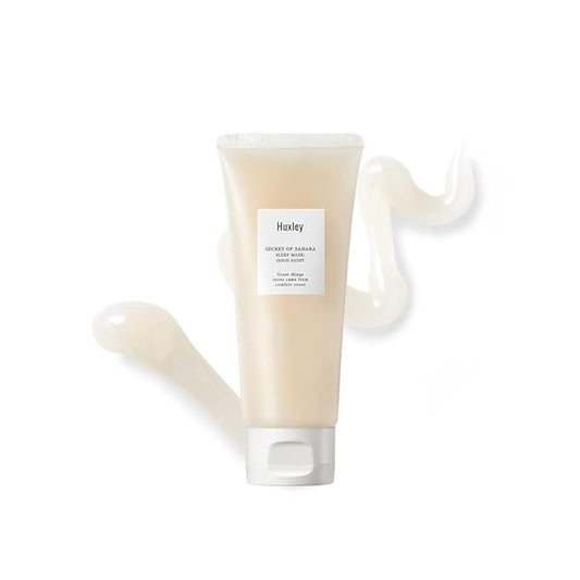 Huxley Secret of Sahara Sleep Mask, Hydrating Overnight Face Mask for Dry and Dull Skin, Korean Skincare with Cactus Extract and Cica, Barrier Support, Non-Sticky Gel-Cream, 5.29 oz