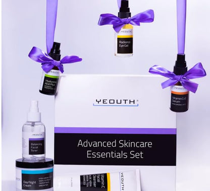 YEOUTH Skin Care Set: Hyaluronic Acid Serum, Vitamin C Serum, Face Cleanser, Toner, Under Eye Gel, Face Cream, 6-Piece Skincare Kit For Women & Men