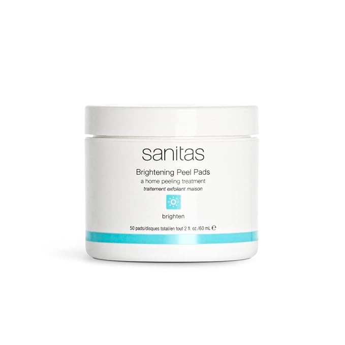 Sanitas Skincare Brightening Peel Pads, Home Peeling Treatment With Lactic, Glycolic, and Salicylic Acids, Exfoliating Treatment, 50 Pads / 2 Ounces