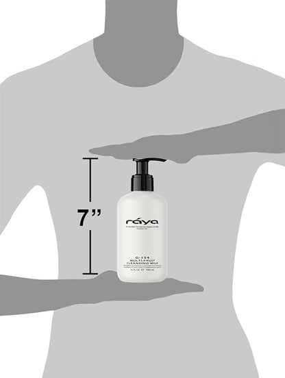 Raya Multi-Fruit Facial Cleansing Milk with AHA and BHA 16 oz (G-154) | Exfoliating Soap-Free Cleanser and Make-Up Remover for Dry and Combo Skin | Made with Multi-Fruit Alpha and Beta Hydroxy Acids
