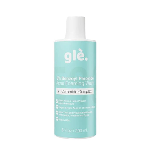 Gle Clean Acne Foaming Wash Face, Skin, Back and Body - 6.7 Fl Oz - Dermatologist-Tested Non-Foaming Cleanser - Vegan, Cruelty-Free