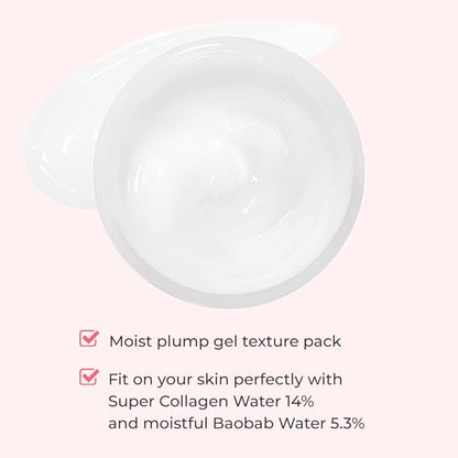 ETUDE Moistfull Collagen Sleeping Pack, Face Moisturizer, Night Cream, Super Collagen Water, Baobab Oil, Gel Texture, Deep Hydration, Korean Skin Care, Beauty (3.38 Fl Oz)