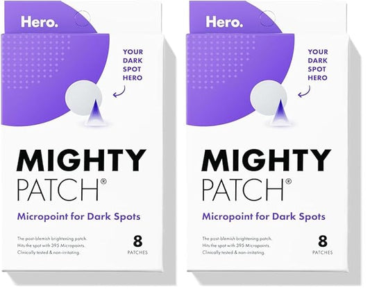 Mighty Patch Hero Cosmetics Micropoint™ for Dark Spots - Post-Blemish Dark Spot Patch with 395 Micropoints, Dermatologist Tested and Non-irritating (8 Count) (Pack of 2)