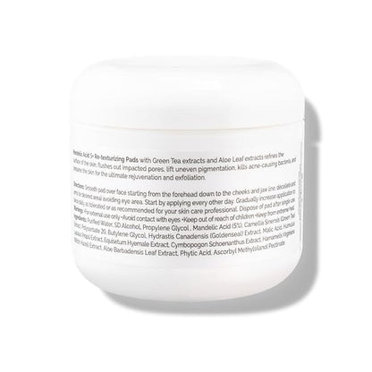 Mandelic Acid 5% Resurfacing Pads for Face with Green Tea, Hops, Aloe Extract and Phytic Acid - Exfoliating Facial Peel Pads for Minimizing the Appearance of Pores (60 PADS)