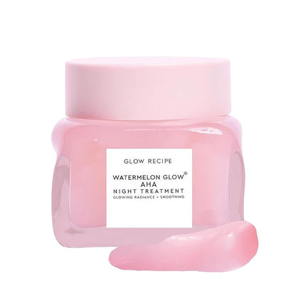 Glow Recipe Watermelon Glow AHA Night Treatment - Overnight Resurfacing Mask with AHA Complex, Hyaluronic Acid, Niacinamide & Watermelon Enzymes for Smooth, Glowing, Even-Toned Skin (60ml)