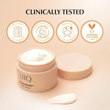UIQ Biome Barrier Soft Cream, 100 hours lasting hydration, Moisturzing, Fragrance-Free, Skinbarrier Repair, Korean Skin care for Glass Skin, Non-Sticky, Korean skincare, 2.02 fl. oz. (60ml)