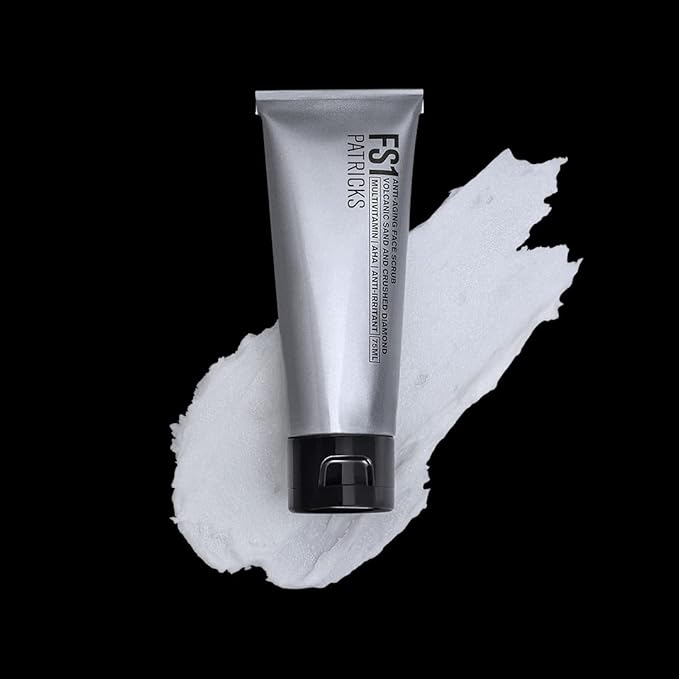 PATRICKS FS1 | Exfoliating Facial Scrub | Skin Care for Men | Anti-Aging Face Exfoliator | Helps to Reduce Ingrown Hair & Dead Skin | Travel Friendly | Made w/Diamond & Volcanic Sand Particles | 75g