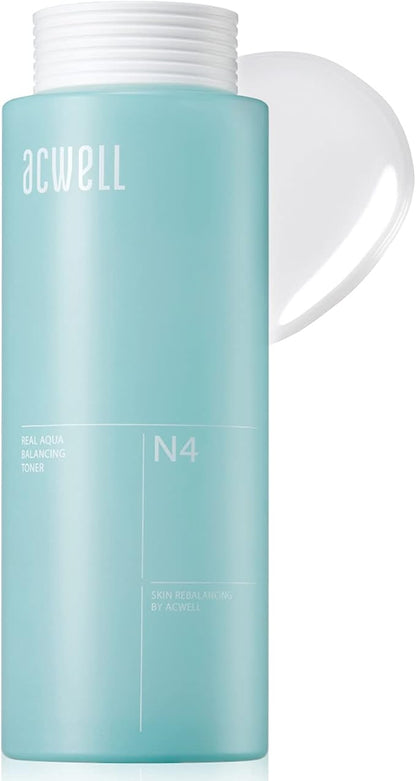 ACWELL Real Aqua Balancing LHA Hydrating & Exfoliating Facial Toner 5.4 fl.oz. - with Mineral Water pH Balancing Toner for Strengthening Skin Moisture Barrier for Sensitive Skin
