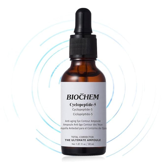 BIOCHEM Cyclopeptide-5 Anti-Aging Eye Contour Ampoule – Firming & Hydrating Serum with Hyaluronic Acid, Under-Eye Treatment, Reduces Bags, Fine Lines & Crow’s Feet – 1.01 fl. oz / 30 mL