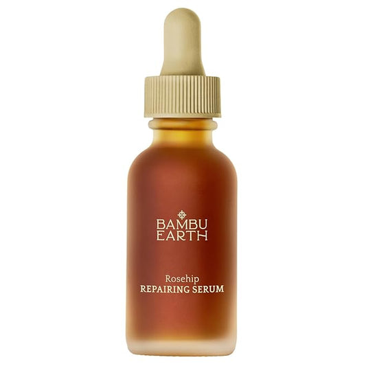 Bambu Earth Rosehip Repairing Face Serum - Facial Hydration and Face Moisturizer Rich in Vitamins - Nourishes Skin, Boosts Radiance and Restores Clarity for Sensitive Skin - Daily Skincare - 1 Fl oz