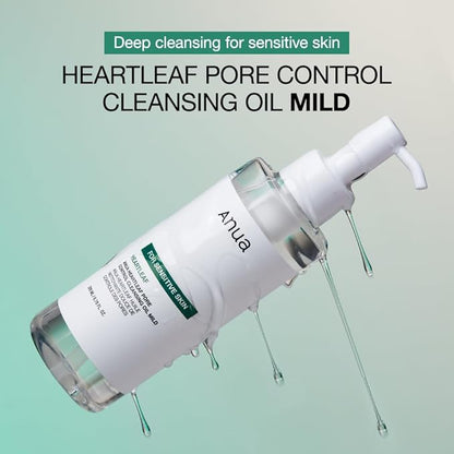 ANUA Gentle Double Cleanser Duo for Facial Cleansing : Heartleaf Pore Control Cleansing Oil Mild & Hydrating Gentle Foaming Cleanser for Double Cleansing, Daily Facial Cleanser, Korean Skincare