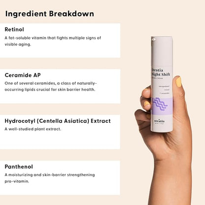 Stratia Night Shift Retinol Cream – Age-Defying Face Moisturizer for Smooth, Radiant Skin, Hydrating & Gentle Lotion for All Skin Types, 1.7 Fl Oz