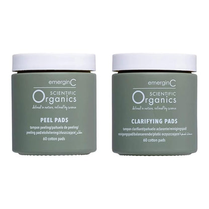 emerginC Scientific Organics At-Home Facial Peel + Clarifying Kit - Exfoliating Facial Peel Pads to Help Minimize the Appearance of Fine Lines, Wrinkles + Large Pores (60 Treatments)