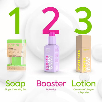 IYKYK By Makari Probiotics Booster for Skin Barrier Support – Soothing Face & Neck Hydration Serum with Vitamin F, Omega 3 & 6, & Squalane, Vegan, Fragrance Free, Dermatologist Tested Skincare