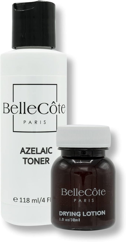 Azelaic Toner & Drying Lotion Duo - Face Treatment Set for Rosacea & Cystic Acne, Soothing Redness Relief, Shrinks Whiteheads & Pores | Normal to Oily Skin