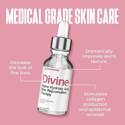 Glycolic Acid Peel 40% Professional Chemical Peel for Face for Acne Scars, Collagen Boost, Wrinkles, Fine Lines - Alpha Hydroxy Acid Liquid Exfoliant for Face Peel Mask for Men & Women