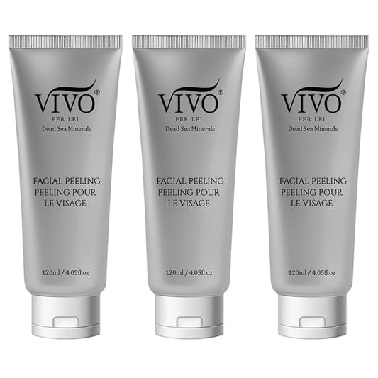 Vivo Per Lei Facial Peeling Gel - Face Peel with Dead Sea Minerals - Gentle Exfoliating Gel for Face - 4.05 Fl Oz - Pack of 3