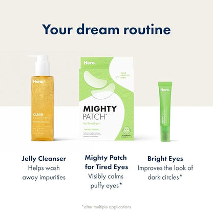 Mighty Patch HERO COSMETICS for Tired Eyes Patches - Soothing Hydrogel Patches - Awakens and Visibly De-puffs Undereyes with Multiple Applications (6 Count) (Pack of 2)