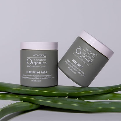 emerginC Scientific Organics At-Home Facial Peel + Clarifying Kit - Exfoliating Facial Peel Pads to Help Minimize the Appearance of Fine Lines, Wrinkles + Large Pores (60 Treatments)