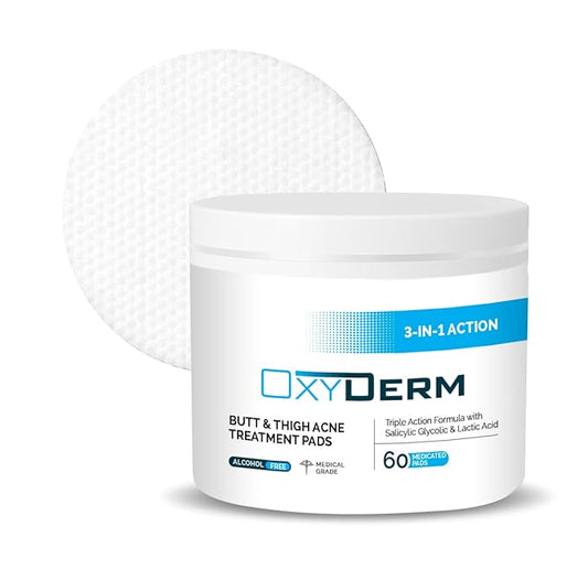 Butt & thigh Acne Treatment Pads - Exfoliating Pads to Eliminate Acne Causing Bacteria. Removes Pimples, Blemishes & Ingrown Hairs for the Buttocks & Thigh Area for Both Men & Women.