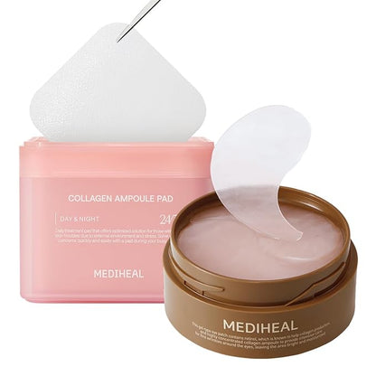 Mediheal Retinol Collagen Under Eye Patches & Collagen Ampoule Pad for Daily Skin Elasticity Care