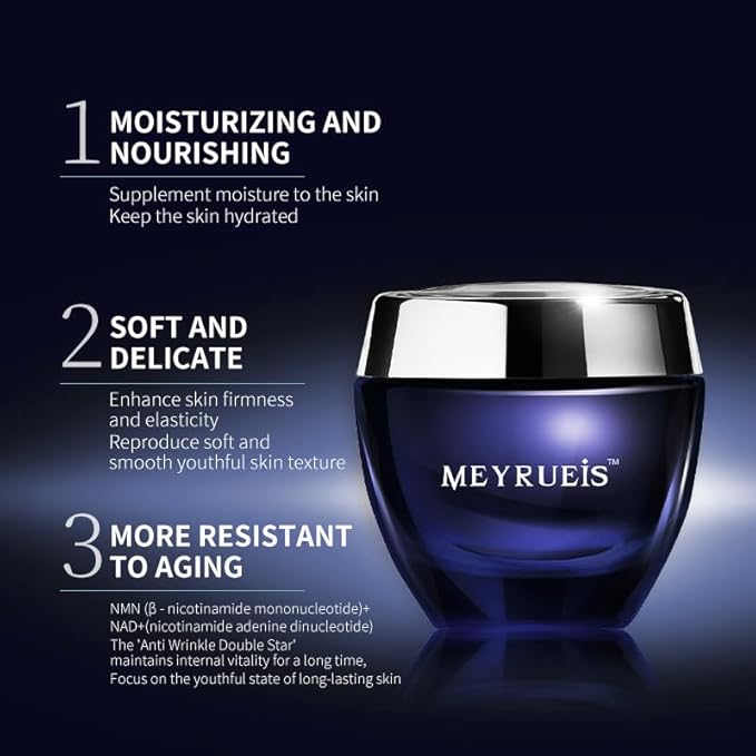 MEYRUEIS Anti-Aging Moisturizer Face Cream, NAD+, Moisturize Without Oil, Fast-Absorbing, Deeply Nourishing, For All Skin Types, 0.35 Fl Oz