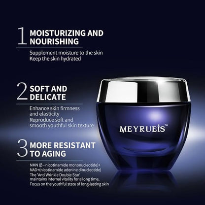 MEYRUEIS Anti-Aging Moisturizer Face Cream, NAD+, Moisturize Without Oil, Fast-Absorbing, Deeply Nourishing, For All Skin Types, 0.35 Fl Oz
