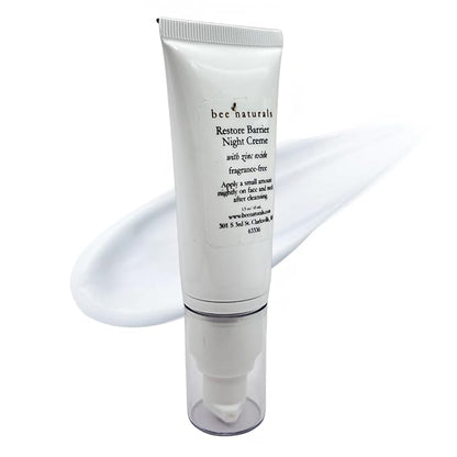 Bee Naturals Restore Night Creme with Zinc Oxide - Barrier Support & Hydration, Dermatologist-Recommended Non-Comedogenic Formula, Ideal for Face Basting, All Skin Types, Fragrance-Free, 1.5 Oz
