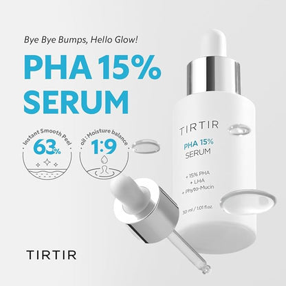 TIRTIR PHA 15% Exfoliating Serum - Hydrating Water Peeling for Smooth, Radiant Skin - Gentle PHA & LHA Formula for Sensitive Skin