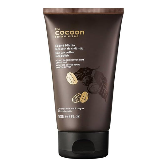 Cocoon Dak Lak Coffee Face Polish with Cocoa Butter & Safflower Oil. 100% Vegan Exfoliating Scrub for Smooth & Glowing Skins | Anti Blackheads, Enlarged Pores, Wrinkles & Fine Lines (5.07 fl oz)
