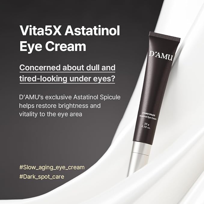 D'AMU Retinol Eye & Neck Cream – Brightening & Firming Cream for Dark Circles, Wrinkles & Pigmentation with Vita 5X, Astaxanthin & Spicule – Korean Skincare – 1.6 oz