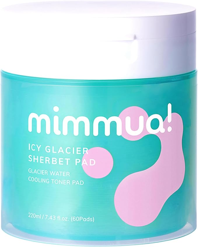 Ice Sorbet Toner Pads | Skin Prep Wipes for Puffiness, Under Eye Bags & Instant Face Lift | Gel Pads for Sunburn Relief & After Sun with 30% Glacial Water & Caffeine | 7.43 Fl Oz / 60 Count