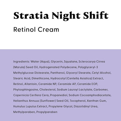Stratia Night Shift Retinol Cream – Age-Defying Face Moisturizer for Smooth, Radiant Skin, Hydrating & Gentle Lotion for All Skin Types, 1.7 Fl Oz