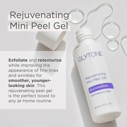 Glytone Rejuvenating Mini Peel Gel | Face Exfoliator with 10.8% FAV Glycolic Acid | Peeling Gel for Face Retexturizes and Reduces Fine Lines & Wrinkles | Dead Skin Remover Chemical Peel | 2 fl oz.