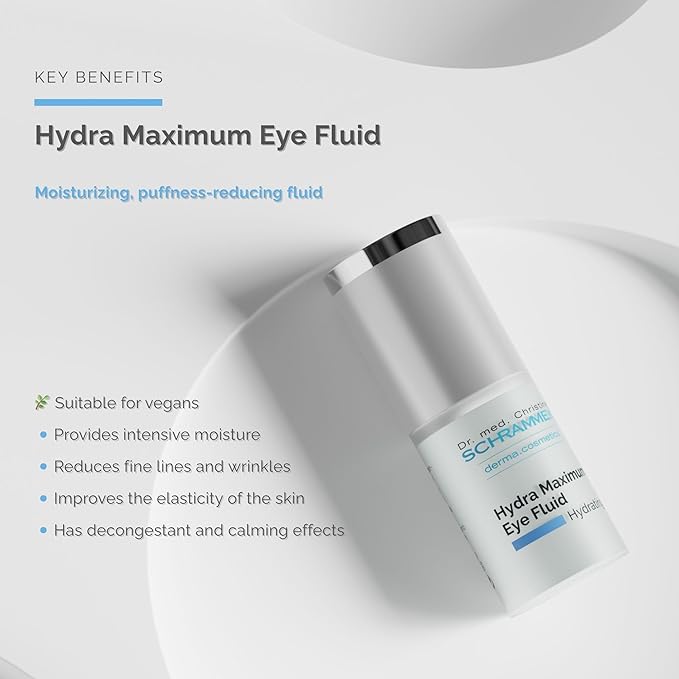 Hydra Maximum Eye Fluid (0.5 fl oz) - Reduces Fine Lines, Wrinkles & Dark Circles – Under Eye Treatment - Hyaluronic Acid - Eye Care - Dr. Schrammek