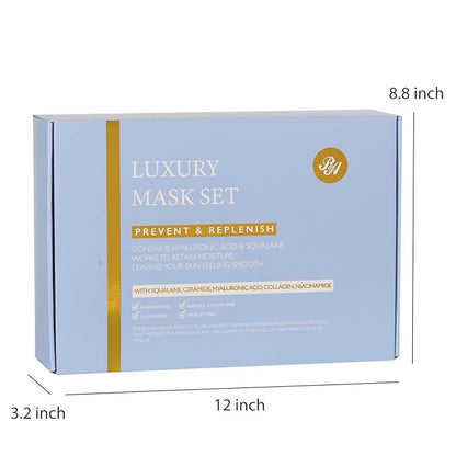 55 Pcs Face Sheet Masks Skin Care, Bio-Collagen Overnight Hydrogel Mask for Women & Men, Under Eye Patches, Gel Lip Mask, Lip Scrub, Face Serum, Christmas, Mother's Day, Valentine's, Birthday, Dad