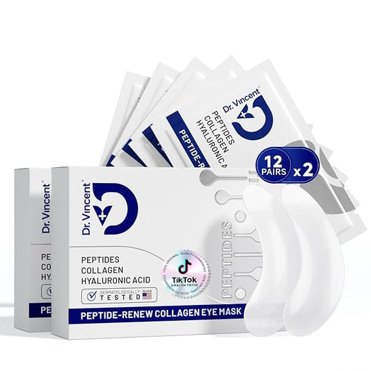 Peptide Under Eye Patches, Firming Eye Patches Instant Reduces Dark Circles and Puffiness, Collagen Under Eye Mask for Bags Treatment, Wrinkles, 24 Pairs