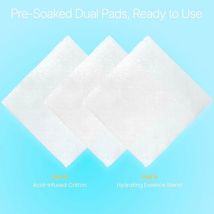 A+B Exfoliating & Repair Face Pads 30 Tx - 2-Step Acid Peel Serum Treatment with Glycolic, Salicylic, Kojic Acid & Retinol Hyaluronic Peptides for Smooth Skin, Pore Minimizer, Hyperpigmentation