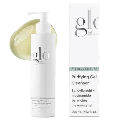 Glo Skin Beauty Purifying Gel Cleanser - Salicylic Acid + Niacinamide Face Wash Balances Skin, Targets Clogged Pores, Excess Oil & Breakouts - Gently Exfoliates & Minimizes Appearance of Fine Lines