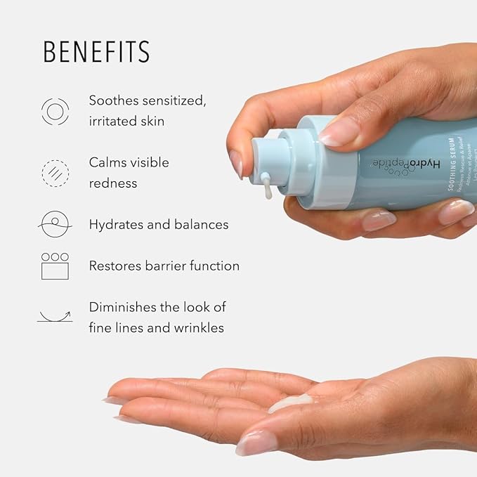 Hydropeptide Soothing Serum, Moisturizing & Anti-Aging Peptide Facial Serum, 1 Ounce