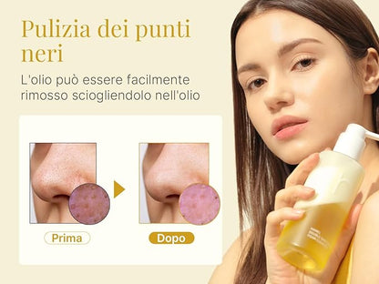 HAMEL Double Shot Oil To Foam Cleanser - Deep Pore Cleansing and Makeup Removal with Jojoba Oils, Lactobacillus and AHA - Skin Irritation Free, Korean Skincare for All Skin Types, 6.76 fl.oz.